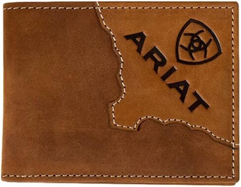 ARIAT Western Wallet Mens Bifold Slim Fit Two Tone Med Brown A3552644 in Saudi Arabia