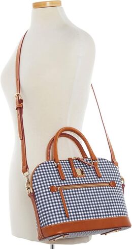 Dooney & Bourke Handbag, Gingham Domed Zip Satchel - Navy in Saudi Arabia