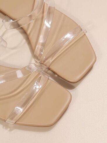 GORGLITTER Women's Clear Sandals Cute Strappy Sandals Minimalist Open Toe Flat Sandals in Kuwait