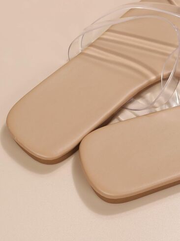 GORGLITTER Women's Clear Sandals Cute Strappy Sandals Minimalist Open Toe Flat Sandals in Kuwait
