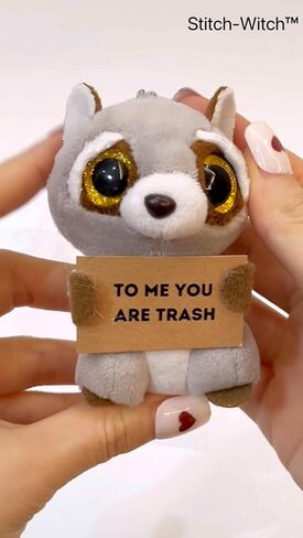 Valentines Day Funny Gifts, Raccoon Doll To Me You Are Trash Key Chain in Saudi Arabia