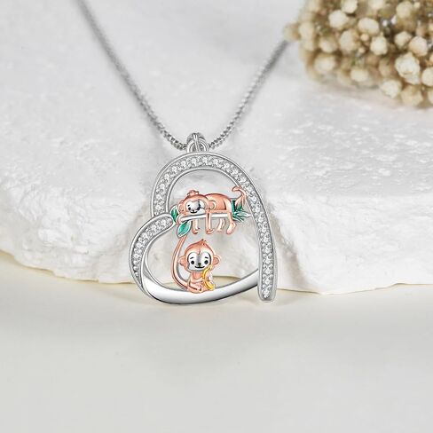 HUKKUN Monkey Necklace Sterling Silver Sister Necklace Monkey Jewelry Gifts for Women Girls Mother in Saudi Arabia