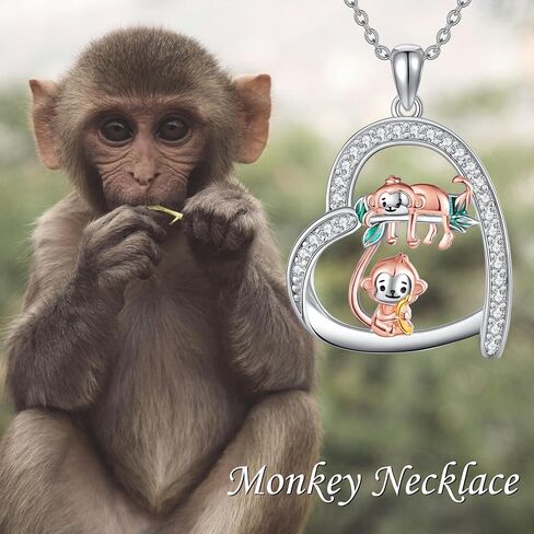 HUKKUN Monkey Necklace Sterling Silver Sister Necklace Monkey Jewelry Gifts for Women Girls Mother in Saudi Arabia