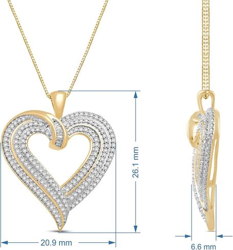 Jewelili Heart Necklace Pendant with Natural White Round and Baguette Diamonds 1/2 Cttw in 10K White or Yellow Gold 18" Box Chain in Saudi Arabia