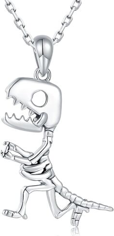 Dinosaur Tyrannosaurus Rex Necklace for Girls - 925 Sterling Silver Cute Triceratops Dinosaur Skull Bones Pendant Accessories Animal Jewelry Gifts for boys Girls Teens in Saudi Arabia