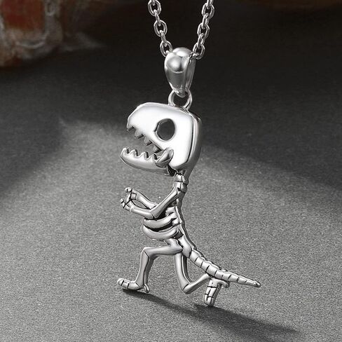 Dinosaur Tyrannosaurus Rex Necklace for Girls - 925 Sterling Silver Cute Triceratops Dinosaur Skull Bones Pendant Accessories Animal Jewelry Gifts for boys Girls Teens in Saudi Arabia