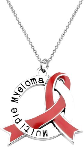 CENWA Multiple Myeloma Awareness Red Ribbon Necklace/Zipper Pull Multiple Myeloma Cancer Warrior Support Gift in Saudi Arabia