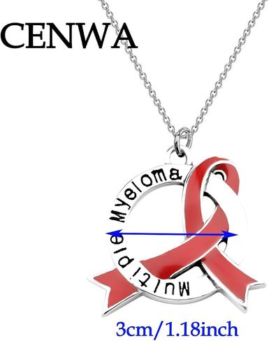 CENWA Multiple Myeloma Awareness Red Ribbon Necklace/Zipper Pull Multiple Myeloma Cancer Warrior Support Gift in Saudi Arabia