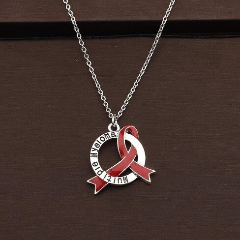 CENWA Multiple Myeloma Awareness Red Ribbon Necklace/Zipper Pull Multiple Myeloma Cancer Warrior Support Gift in Saudi Arabia