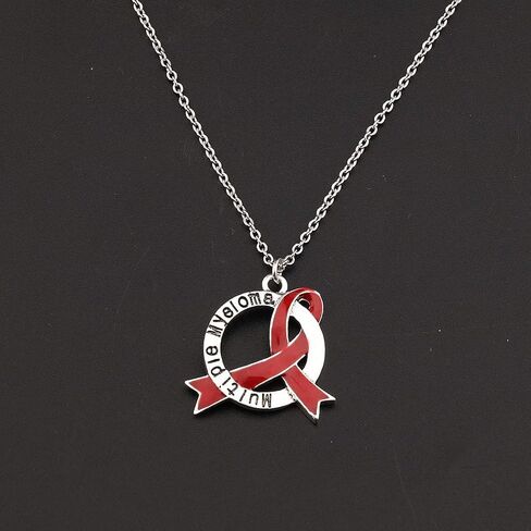 CENWA Multiple Myeloma Awareness Red Ribbon Necklace/Zipper Pull Multiple Myeloma Cancer Warrior Support Gift in Saudi Arabia