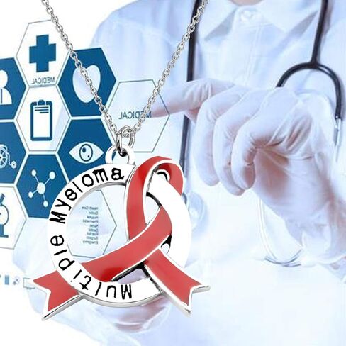 CENWA Multiple Myeloma Awareness Red Ribbon Necklace/Zipper Pull Multiple Myeloma Cancer Warrior Support Gift in Saudi Arabia