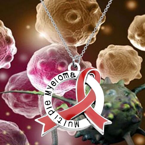 CENWA Multiple Myeloma Awareness Red Ribbon Necklace/Zipper Pull Multiple Myeloma Cancer Warrior Support Gift in Saudi Arabia