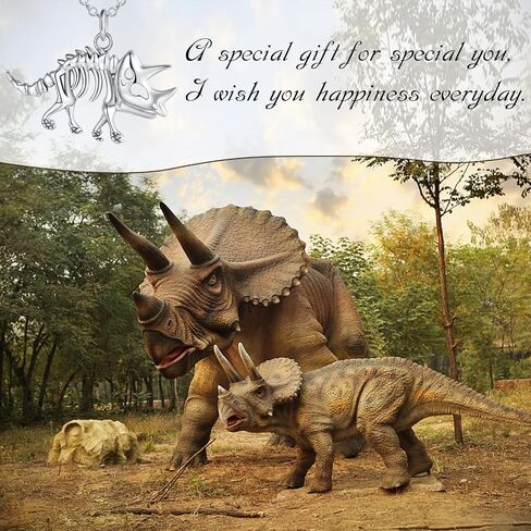 Dinosaur Tyrannosaurus Rex Necklace for Girls - 925 Sterling Silver Cute Triceratops Dinosaur Skull Bones Pendant Accessories Animal Jewelry Gifts for boys Girls Teens in Saudi Arabia