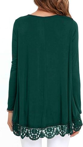 RAGEMALL Women's Tops Long Sleeve Lace Trim O-Neck A-Line Tunic Blouse Tops for Women in Saudi Arabia