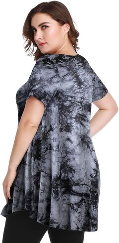 MONNURO Womens Short Sleeve Sexy Keyhole Summer Swing Tunic Tops Plus Size Casual Loose Shirts Blouses in Saudi Arabia