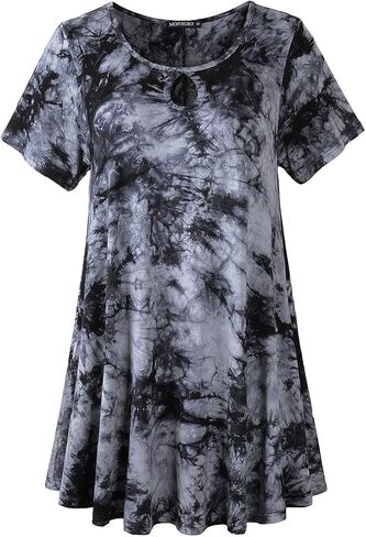 MONNURO Womens Short Sleeve Sexy Keyhole Summer Swing Tunic Tops Plus Size Casual Loose Shirts Blouses in Saudi Arabia