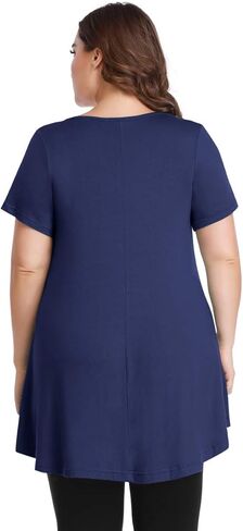 MONNURO Womens Short Sleeve Sexy Keyhole Summer Swing Tunic Tops Plus Size Casual Loose Shirts Blouses in Saudi Arabia