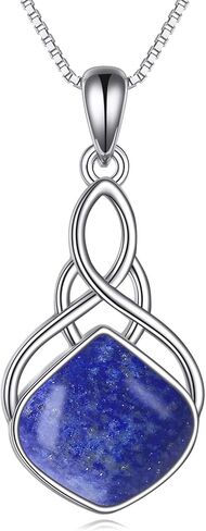 YAFEINI Irish Celtic Pendant Necklace Sterling Silver Natural Stone Teardrop Necklace Jewelry Gifts For Women Girls in Saudi Arabia