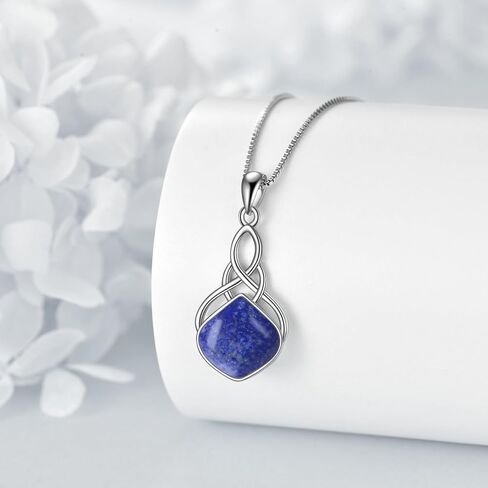 YAFEINI Irish Celtic Pendant Necklace Sterling Silver Natural Stone Teardrop Necklace Jewelry Gifts For Women Girls in Saudi Arabia