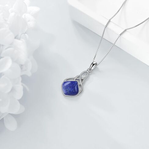 YAFEINI Irish Celtic Pendant Necklace Sterling Silver Natural Stone Teardrop Necklace Jewelry Gifts For Women Girls in Saudi Arabia