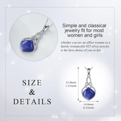 YAFEINI Irish Celtic Pendant Necklace Sterling Silver Natural Stone Teardrop Necklace Jewelry Gifts For Women Girls in Saudi Arabia