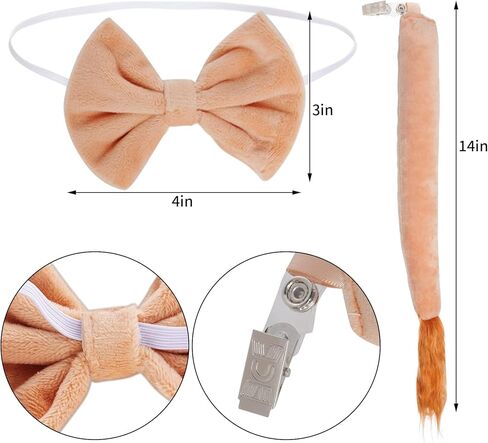 Lion Ears and Tail Set Lion Cosplay Costume Accessories Tutu-Dress Up Halloween Lion Headband & Tail Costume Set Brown in Kuwait