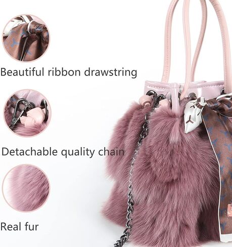 Fur Story Women's Winter Fox Shoulder Handbags Hand Bag for Women Leather Top Handle Ladies Zipper Soft Stylish Fashion Bag in Saudi Arabia