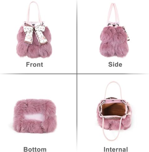 Fur Story Women's Winter Fox Shoulder Handbags Hand Bag for Women Leather Top Handle Ladies Zipper Soft Stylish Fashion Bag in Saudi Arabia
