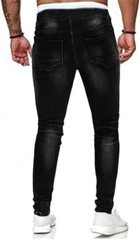 هونغسون بنطلون جينز ضيق ممزق قابل للتمدد للرجال بقصة ضيقة in Kuwait