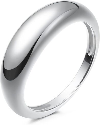 Me&Hz Chunky Gold Rings for Women Puffy Thin Dome Rings 14K Gold Plated Stackable Simple Band Ring Statement Gold Silver Rings for Girls Minimalist Bold Rings Dupes in Saudi Arabia