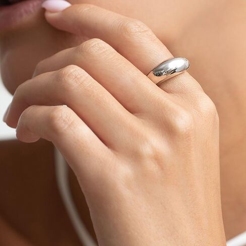 Me&Hz Chunky Gold Rings for Women Puffy Thin Dome Rings 14K Gold Plated Stackable Simple Band Ring Statement Gold Silver Rings for Girls Minimalist Bold Rings Dupes in Saudi Arabia