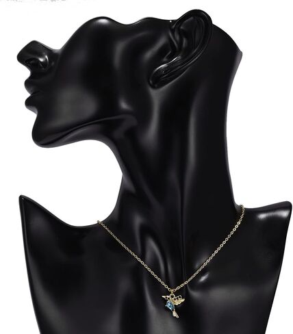 Rhinestone Flying Hummingbird Pendant Necklace 14K Gold Plated Shiny Rhinestone Bird Flyer Chain Necklace Crystal Cubic Zirconia Bird Flyer Animal Collar Necklace for Women Girl Fashion Jewelry in Saudi Arabia