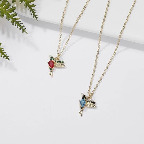 Rhinestone Flying Hummingbird Pendant Necklace 14K Gold Plated Shiny Rhinestone Bird Flyer Chain Necklace Crystal Cubic Zirconia Bird Flyer Animal Collar Necklace for Women Girl Fashion Jewelry in Saudi Arabia