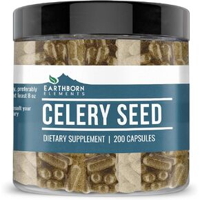 Earthborn Elements Celery Seed 200 Capsules, Pure & Undiluted, No Additives