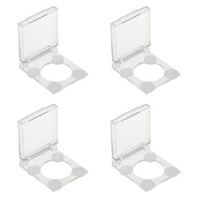 MEETOOT 4PCS Plastic Flat Power Switch Cover Transparent White 19mm Switch Button Protector with Transparent Double Sided Adhesive Pellets for Computer Power Switch and Home Appliance Switch
