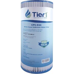 Tier1 5 Micron 10 Inch x 4.5 Inch | 6-Pack Pleated Polyester Whole House Sediment Water Filter Replacement Cartridge | Compatible with Culligan CP5-BBS-D, Pentek CP5-BB, W5CPHD, Home Water Filter