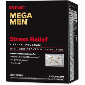 GNC Mega Men Stress Relief Vitapak, Stress & Cortisol Management, 30 Count