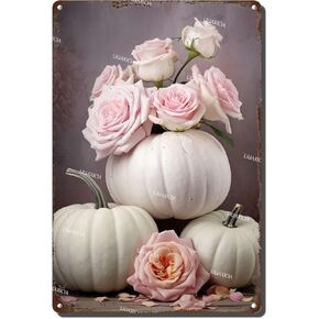 Art Painting Tin Sign Pumpkin Print Watercolor Pumpkin Wall Art Fall Decor Fall Print Thanksgiving Decor Pumpkin Print Fall Decor Vintage Metal Tin Sign for Home Bar Pub Cafe Farm Room 8.00"x12.00"