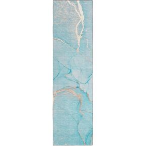 Addison Rugs Chantille ACN510 Teal 2'3" x 7'6" Indoor Outdoor Hallway Runner Rug, Stain Resistant Washable Kitchen Area Carpet for Bathroom, Laundry and Bedroom