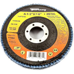 Forney 71985 Flap Disc, Type 29 Blue Zirconia with 7/8-Inch Arbor, 40-Grit, 4-1/2-Inch