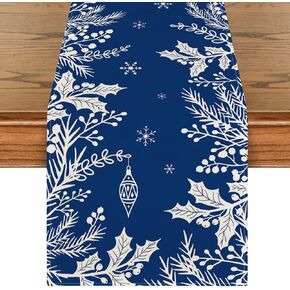Artoid Mode Eucalyptus Leaves Berry Christmas Table Runner, Winter Xmas Holiday Kitchen Dining Table Decoration for Home Party Decor 13x72 Inch