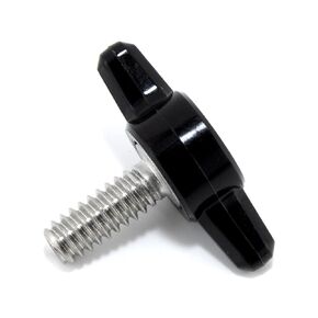 #10-24 x 1/2" Thumb Screw Stainless Steel - Black Tee Wing Plastic Knob - Standard/Coarse Thread ThumbScrew - Length: 0.500" - Proudly Built in USA - Package of (4)