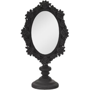 Pacific Giftware Rose Dressing Table Mirror, 11.02-inch Height, Resin, Black, Home Décor, Tabletop Décor, Halloween