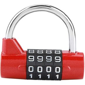 4 Dial Number Combination Padlock, Home Cabinet Travel Box Gym Locker Security Code Lock(Red)