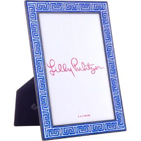 Lilly Pulitzer 5x7 Blue Picture Frame, Decorative Photo Frame for Tabletop, Beach Frame with Glass Front, Greek Key