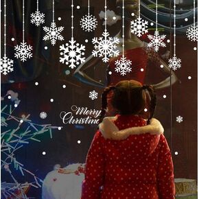 Christmas Window Stickers Combinations, Snowflake Dot Snow Clings Decal Wall Xmas/Holiday/Winter Wonderland White Decorations Ornaments Party Supplies(2 Sheets)