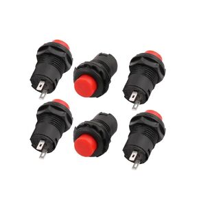 YXQ Momentary SPST NO Red Push Button Switch 2 Terminals AC 250V/1.5Amp 125V/3Amp,6-Pack