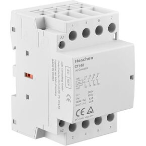 Household AC Contactor, CT1-63, Ie 63A, 4 Pole Four Normally Open, AC 24V Coil Voltage, 35 mm DIN Rail Mount