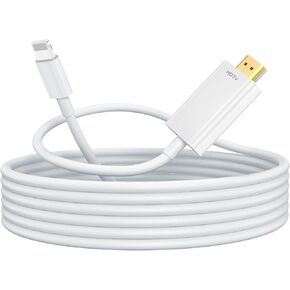 Lightning to HDMI Cable 6ft HDMI Cable for iPhone Digital AV Adapter, 1080P HD Video Sync Screen Compatible with iPhone to HDMI for TV Projector Monitor, Just Plug and Play(White)