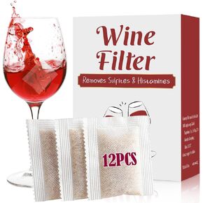 Wine Filter, 12 Pack Wine Filters for Histamines and Sulfite, Wine Sulfite and Histamine Remover, Prevent Wine Allergies & Headaches, All Natural Wine Purifier for Wine Drinker